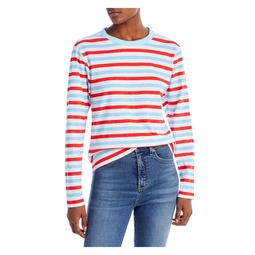 womens cotton striped pullover top
