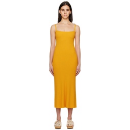 Yellow Ribbed Long Dress 231338F054006