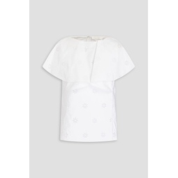 Ruffled broderie anglaise cotton blouse