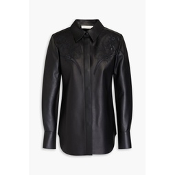 Embroidered laser-cut leather shirt