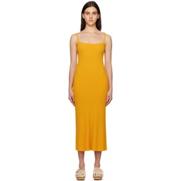 Yellow Ribbed Long Dress 231338F054006