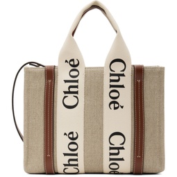 Beige & Brown Small Woody Tote 231338F049020