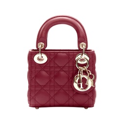 micro lady dior red quilted cannage lambskin cd charm mini bag