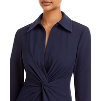 cinq a sept womens navy blue mckenna twisted front collared midi dress
