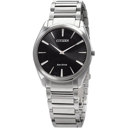 Citizen AR3071-87E 남성용 에코 드라이브 블랙 다이얼 스틸 팔찌 시계
