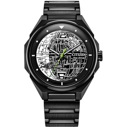 Citizen Mens Eco-Drive Star Wars Death Star Black IP Stainless Steel Watch, 3-Hand, Luminous,41mm (Model: BJ6539-50W)