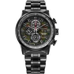 Citizen Mens Eco-Drive Weekender Nighthawk Chronograph Watch in Black IP Stainless Steel, Camo Dial (Model: CA0805-53X)