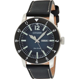 Citizen Blue Dial Black Leather Mens Watch AW0077-19L