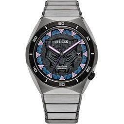 Citizen Mens Eco-Drive Marvel Black Panther Watch in Super Titanium, Black Panther Art Multi-Color Dial (Model: AW1668-50W)