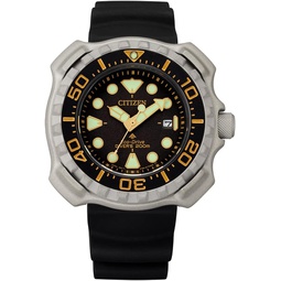 Citizen Mens Eco-Drive Promaster Sea Dive Watch in Super Titanium with Black Polyurethane Strap, Black Dial (Model: BN0220-16E)