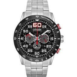 Citizen Mens Eco-Drive Weekender Chronograph Watch in Stainless Steel, Black Dial (Model: CA4431-50E)