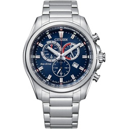 Citizen Mens Eco-Drive Weekender Chronograph Watch in Stainless Steel, Blue Dial, 43mm (Model: AT2131-56L)