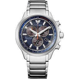 Citizen Mens Eco-Drive Weekender Chronograph Watch in Super Titanium, Blue Dial (Model: AT2471-58L)