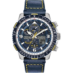 Citizen Mens Eco-Drive Promaster Air Skyhawk Atomic Time Keeping Pilot Watch in Stainless Steel with Blue Leather strap, Blue Dial (Model: JY8078-01L)