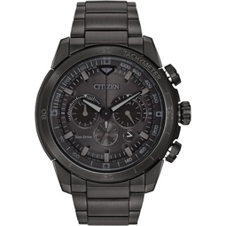 Citizen Mens Eco-Drive Weekender Ecosphere Chronograph Watch in IP Stainless Steel, Black Dial (Model: CA4184-81E)
