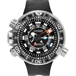 Citizen Mens Eco-Drive Promaster Sea Aqualand Depth Meter Watch in Stainless Steel with Black Polyurethane strap, Black Dial (Model: BN2029-01E)
