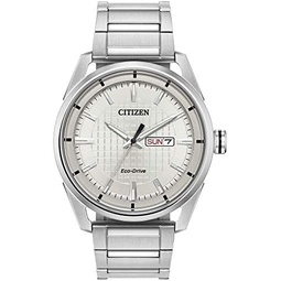 Citizen Mens Sport Casual 3-Hand Eco-Drive Watch, Day/Date, Patterned Dial, Domed Mineral Crystal
