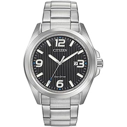 Citizen Mens Sport Casual Garrison 3-Hand Date Eco-Drive Watch, Arabic Markers, Stainless Steel, Luminous Hands, Field Watch