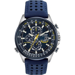Citizen Mens Eco-Drive Sport Luxury World Chronograph Atomic Time Keeping Watch in Stainless Steel with Blue Polyurethane strap, Blue Dial (Model: AT8020-03L)