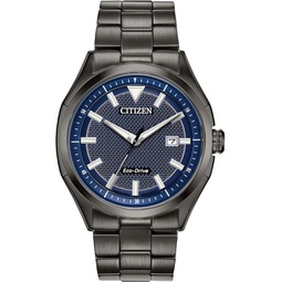 Citizen Mens Eco-Drive Weekender Watch in Black IP Stainless Steel, Blue Dial (Model: AW1147-52L)