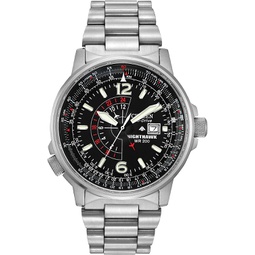 Citizen Mens Eco-Drive Promaster Air Nighthawk Pilot Watch in Stainless Steel, Black Dial (Model: BJ7000-52E)