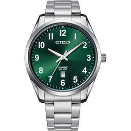 Citizen Quartz Green Dial Stainless Steel Mens Watch BI1031-51X