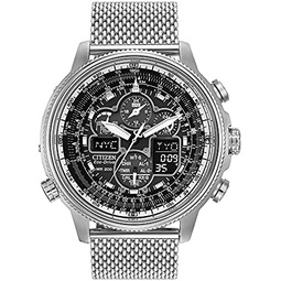 Citizen Mens Promaster Navihawk A-T Eco-Drive Pilot Watch, Atomic Timekeeping, Chronograph, Power Reserve Indicator, Luminous Hands and Markers, Anti-Reflective Crystal
