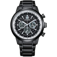 Citizen Mens Sport Casual Avion Eco-Drive Chronograph Watch, Dual Time Zones, 12/24 Hour Time, Spherical Mineral Crystal, Field Watch