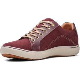 Clarks Womens Nalle Lace Sneaker, Burgundy Suede, 7.5