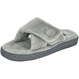 Clarks Womens Adjustable Slide Slippers - Open-Toe Terry Slides - Plush Spa Sandals with Rubber Grip Sole & Adjustable Wrap Strap for Indoor & Outdoor Use Available in 5 Colors