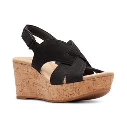 Womens Rose Erin Woven-Strap Wedge Sandals