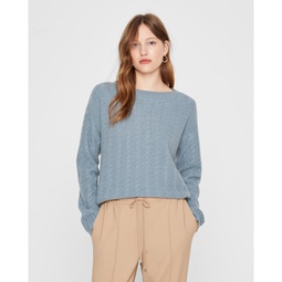 Boiled Cashmere Cable Crew Sweater