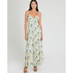 Floral Pleated Tie Back Maxi Dress