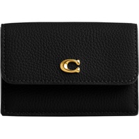 Coach Womens Essential Polished Pebble Mini Trifold Wallet, B4/Black, One Size