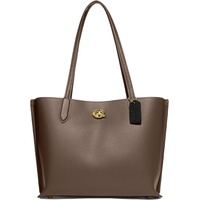 Coach Polished Pebble Leather Willow Tote, Dark Stone