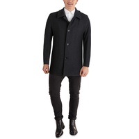 Mens Classic-Fit Car Coat with Faux-Leather Trim