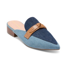 Womens Piper Bow Pointed-Toe Flat Mules