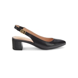 Go-To Embossed Leather Slingback Pumps