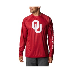 Mens Crimson Oklahoma Sooners Big & Tall Terminal Tackle Raglan Omni-Shade Long Sleeve T-shirt