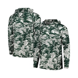 Mens Green Michigan State Spartans PFG Terminal Tackle Omni-Shade Rippled Long Sleeve Hooded T-shirt