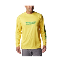 Mens Yellow Oregon Ducks PFG Terminal Tackle Omni-Shade Raglan Long Sleeve T-shirt