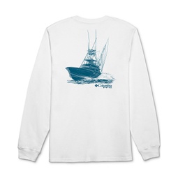 Mens Zoom PFG Boat Sketch Logo Graphic Long-Sleeve T-Shirt