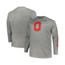 Mens Gray Ohio State Buckeyes Big and Tall Terminal Tackle Raglan Omni-Shade Long Sleeve T-shirt