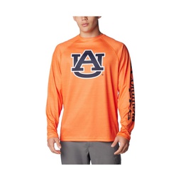 Mens Orange Auburn Tigers PFG Terminal Tackle Omni-Shade Raglan Long Sleeve T-shirt