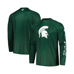 Mens Green Michigan State Spartans PFG Terminal Tackle Omni-Shade Raglan Long Sleeve T-shirt