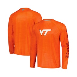 Mens Orange Virginia Tech Hokies PFG Terminal Tackle Omni-Shade Raglan Long Sleeve T-shirt