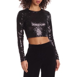 Commando Sequin Long Sleeve Crew Crop Top SEQ204