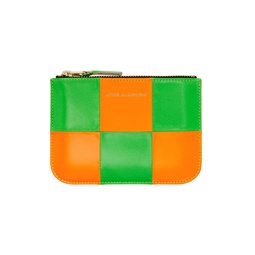 Green   Orange Fluo Squares Zip Pouch 221230F037004