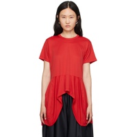 Red Peplum T Shirt 232245F110009