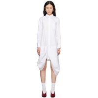 White Asymmetric Midi Dress 232245F054007